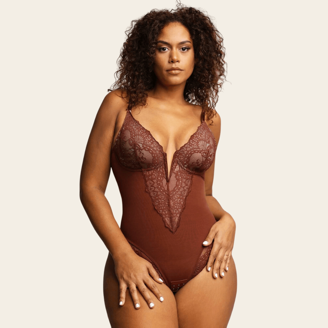 Sexy Lace Deep-V Neck Bodysuit