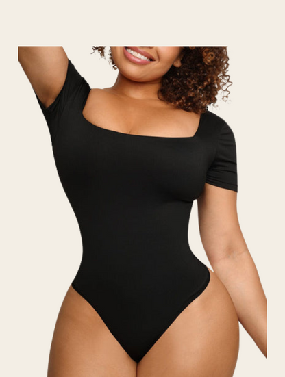 Square nek naadloze String Bodysuit 1+1 Gratis