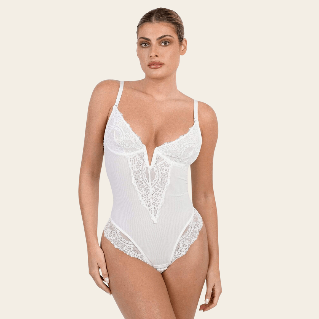 Sexy Lace Deep-V Neck Bodysuit