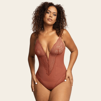 Sexy Lace Deep-V Neck Bodysuit